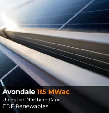 Avondale 115 MWac solar PV plant near Upington, Northern Cape