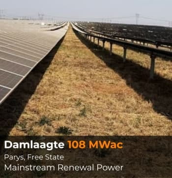 Damlaagte 108 MWac solar PV plant near Parys, Free State