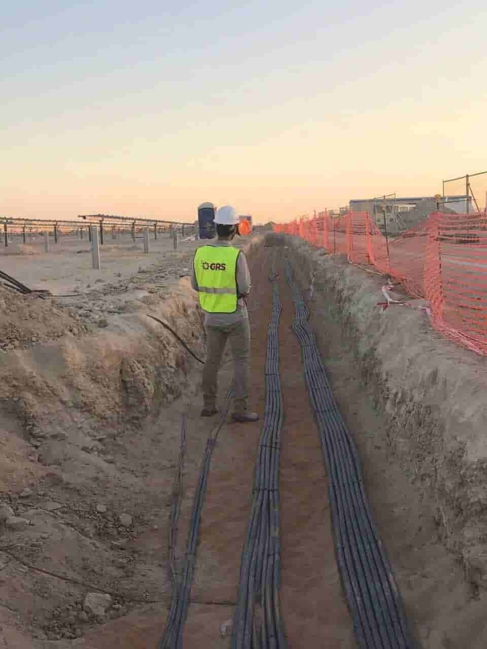 Solar O&M team carrying out cable trenching work at a solar PV plant
