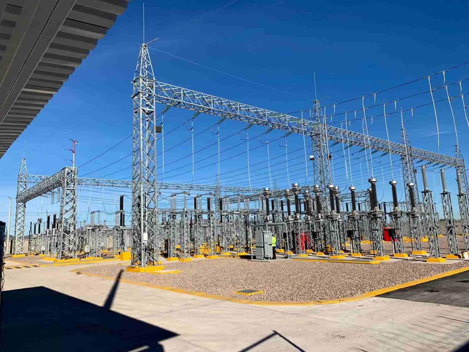 Inverter station equipment at a utility-scale solar PV plant